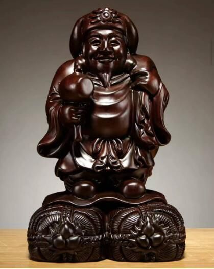 美品大黒天 縁起物 仏師で仕上げ品 黒檀木 彫刻工芸品 精密彫刻 置物