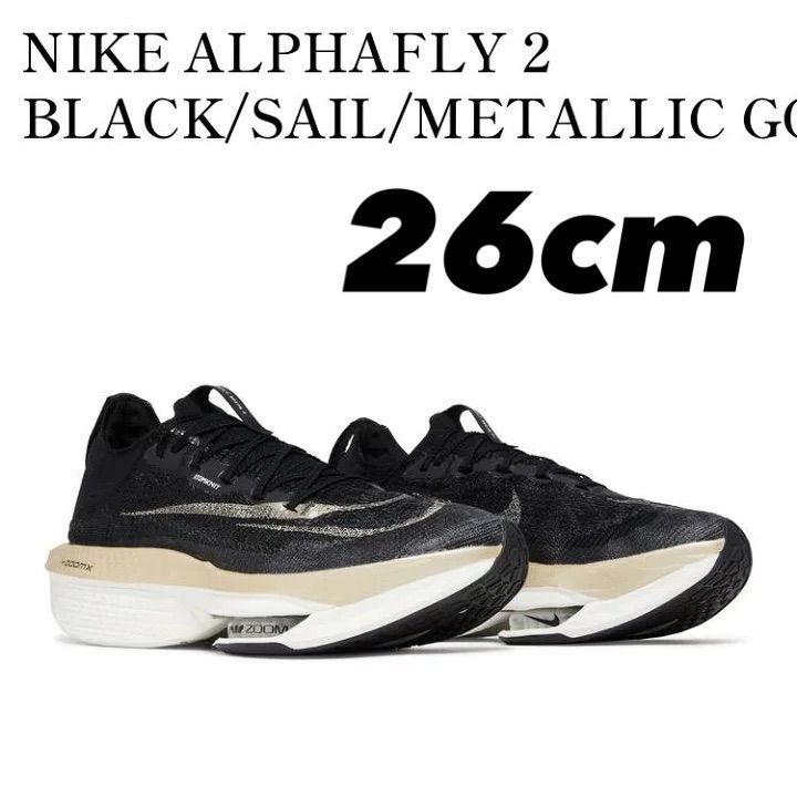 NIKE AIR ZOOM ALPHAFLY NEXT% 2 ナイキ ズームアルファフライ ネクスト％2 BLACK/MTLC GOLD  GRAIN-SAIL DN3555-001 26cm - メルカリ