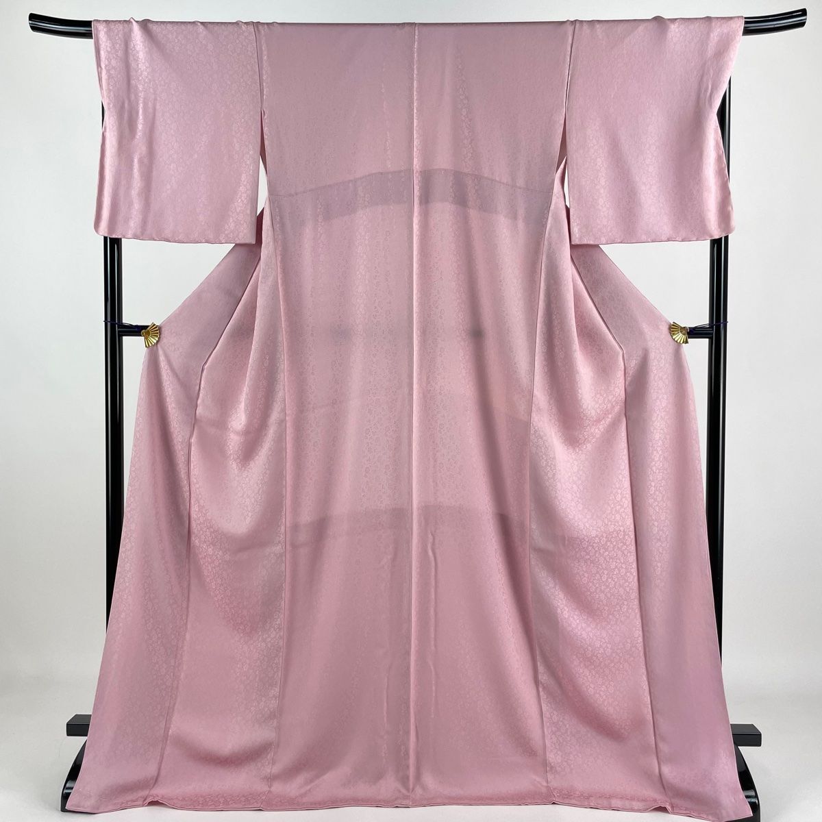 付下げ 身丈173.5cm 裄丈69cm L 袷 縞 裾ぼかし 青灰色 正絹 秀品(付  