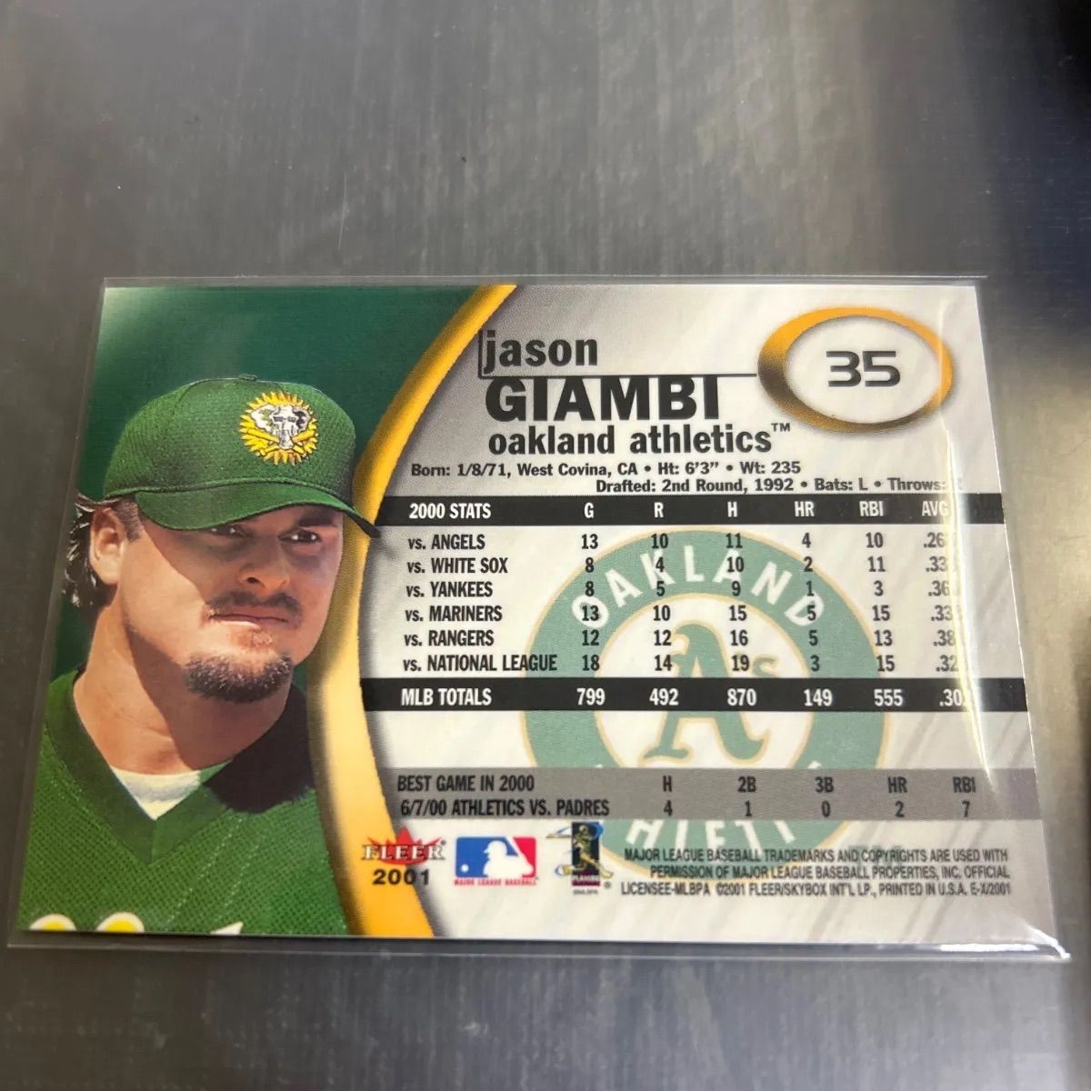 MLB 2001 Fleer ジェイソンジアンビ オークランドアスレチックス