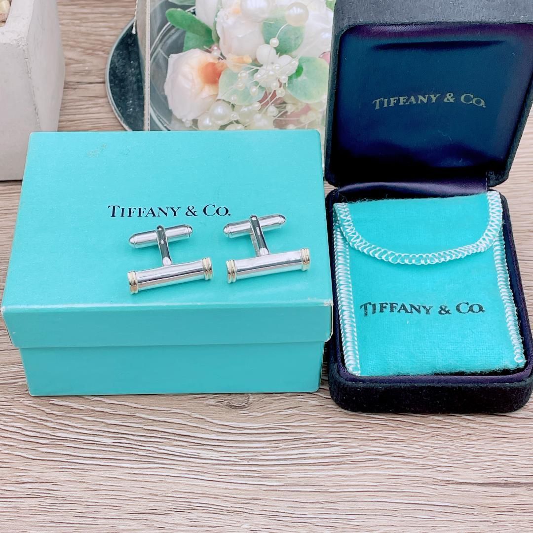 ティファニー Tiffany-Co. カフス カフリンクス カフスボタン コンビ Ag925 シルバー ゴールド ブランド