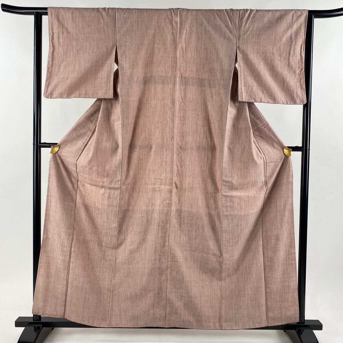 紬 身丈159.5cm 裄丈62cm S 袷 薄小豆 正絹 名品 一つ紋