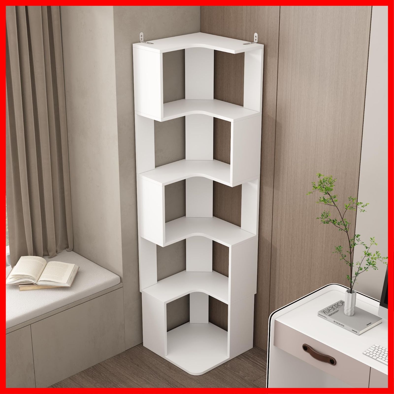 コーナーシェルフ オープンシェルフ・ラック ホワイト おしゃれ ハイ