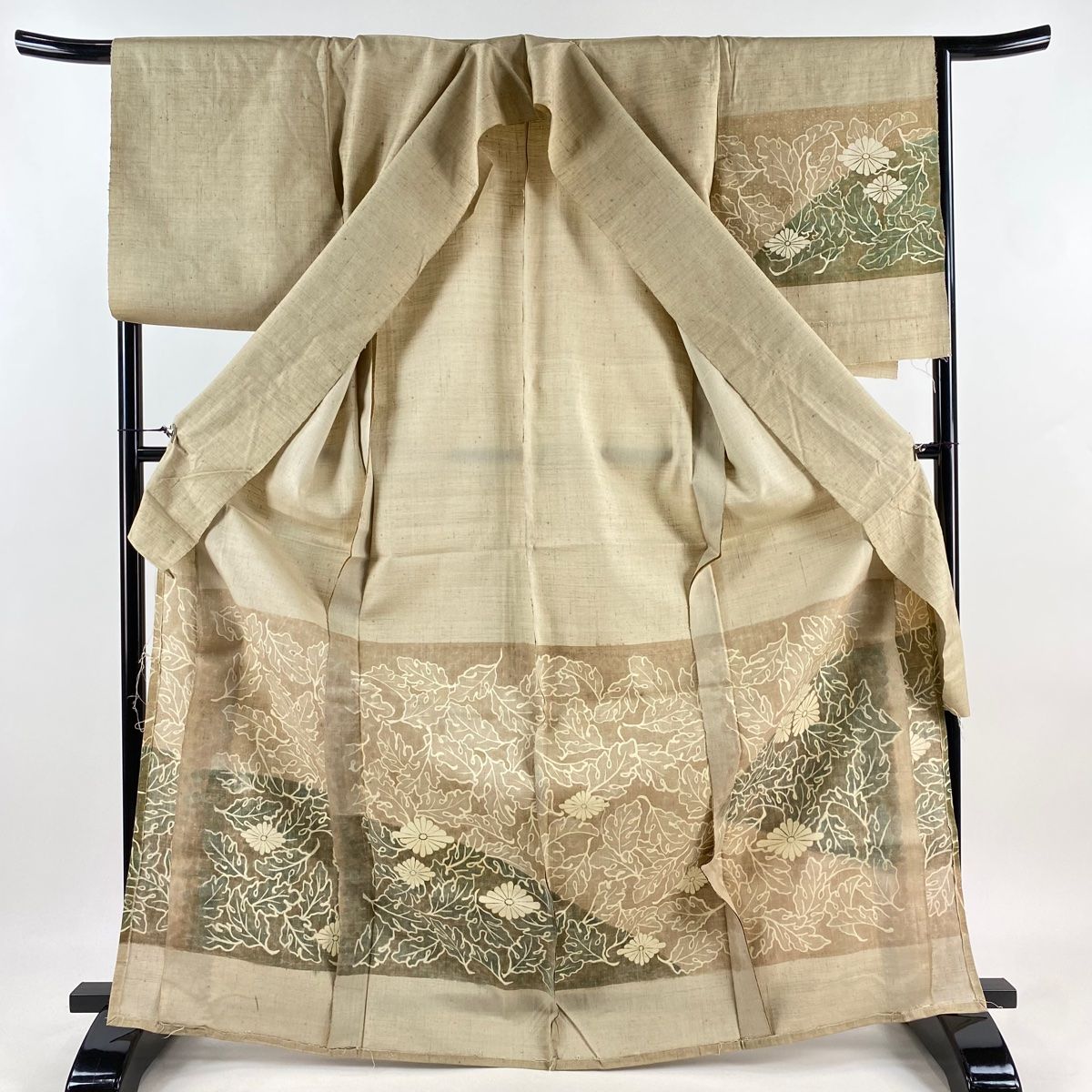 付下げ 身丈170.5cm 裄丈65.5cm 未仕立て 紬地 仮絵羽 落款 花菱