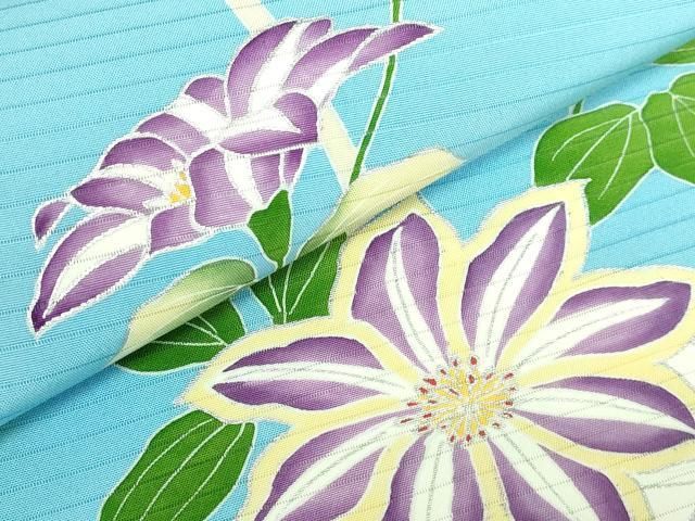 平和屋本店■極上　夏物　絽塩瀬　九寸名古屋帯　鉄仙花　水色地　銀彩　逸品　DZAB0490kh5 平和屋本店□極上 夏物 絽塩瀬 九寸名古屋帯 鉄仙花 水色地 銀彩 逸品