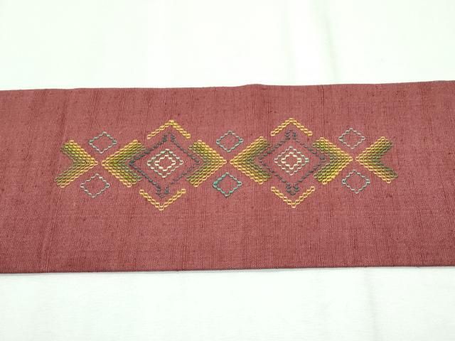 平和屋本店□極上 本場琉球 読谷山花織 紬地 九寸名古屋帯 逸品 未使用