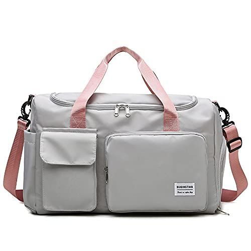 グレーコンビ_S [Manatsulife]スポーツバッグ ボストンバッグ ジムバック 旅行バッグ シューズ収納 大容量 防水 4way メンズ レディース ユニセックス 乾湿分離 アウトドア ゴルフバッグ 機内持込