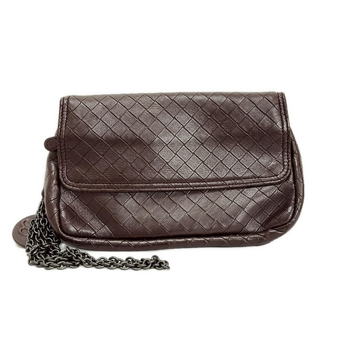 BOTTEGA VENETA ボッテガヴェネタ 財布 イントレッチオミラージュ ダークブラウン チェーンウォレット|型押し加工 レザー