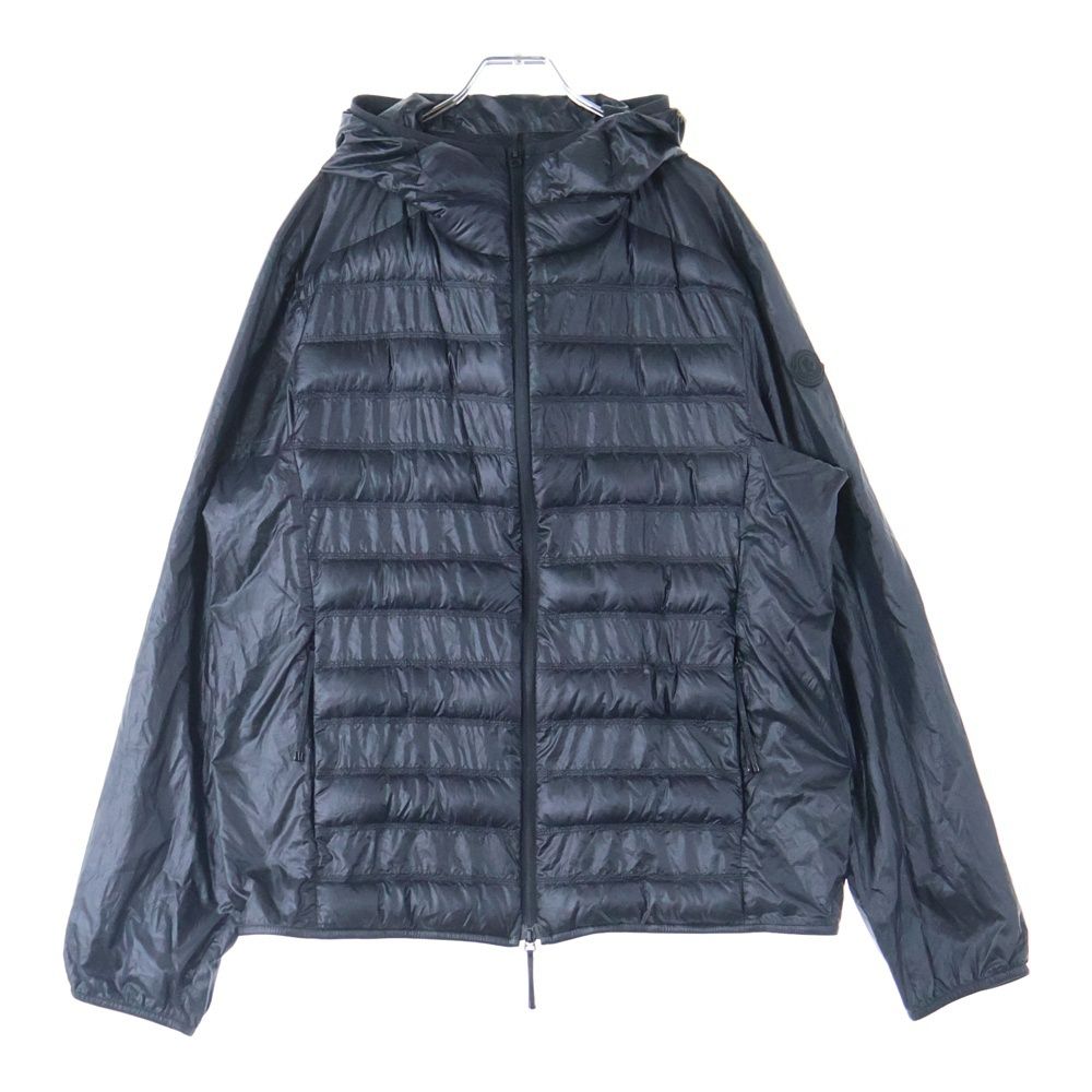 MONCLER モンクレール 24SS LUSENEY 袖ロゴパッチ ジップアップ フーデッドナイロンダウンジャケット ブラック J10911A00108