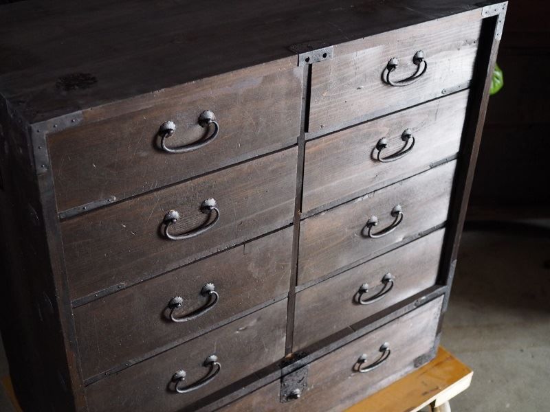 明治時代９杯の抽斗箪笥 アンティークチェスト 古録展 品番S10768