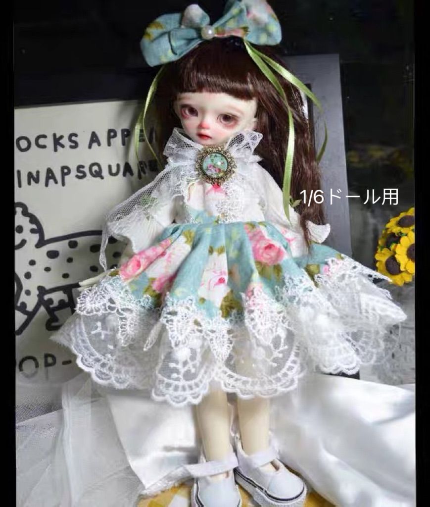 JANAYAハンドメイド 1 6サイズドール服 ピンク格子柄ワンピース3点