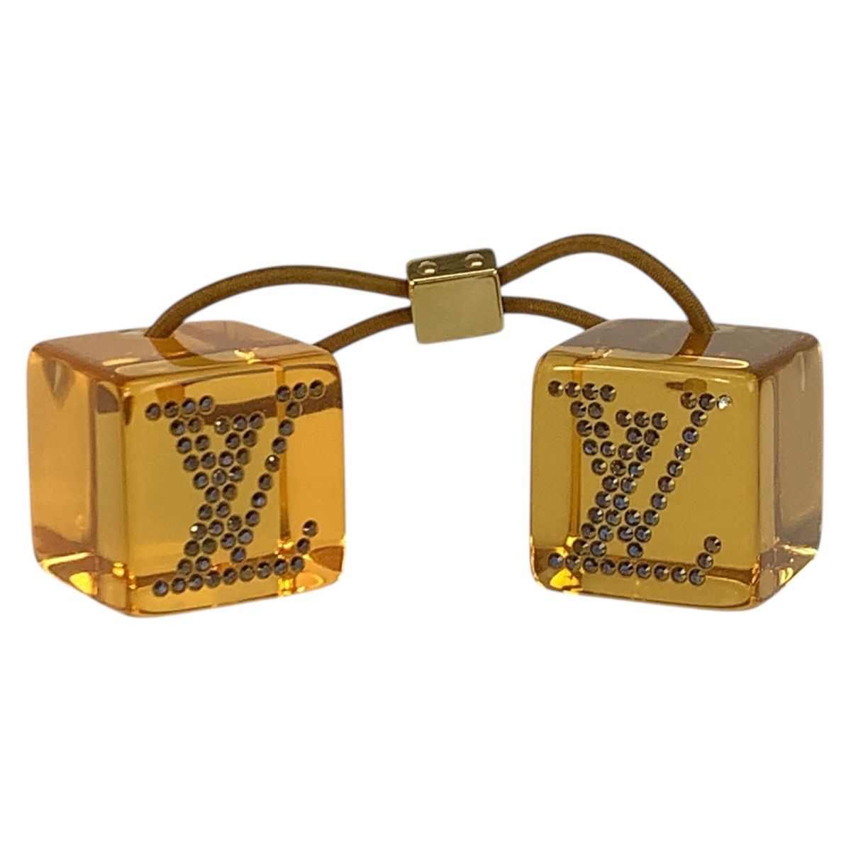 LOUIS VUITTON ルイヴィトン ラインストーン オレンジ クリア ゴールド金具 プラスチック ヘア ヘアゴム 505268