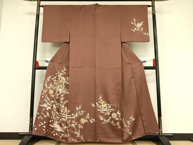 平和屋着物○訪問着 駒刺繍 雪輪枝橘文 金糸 金彩 正絹 逸品