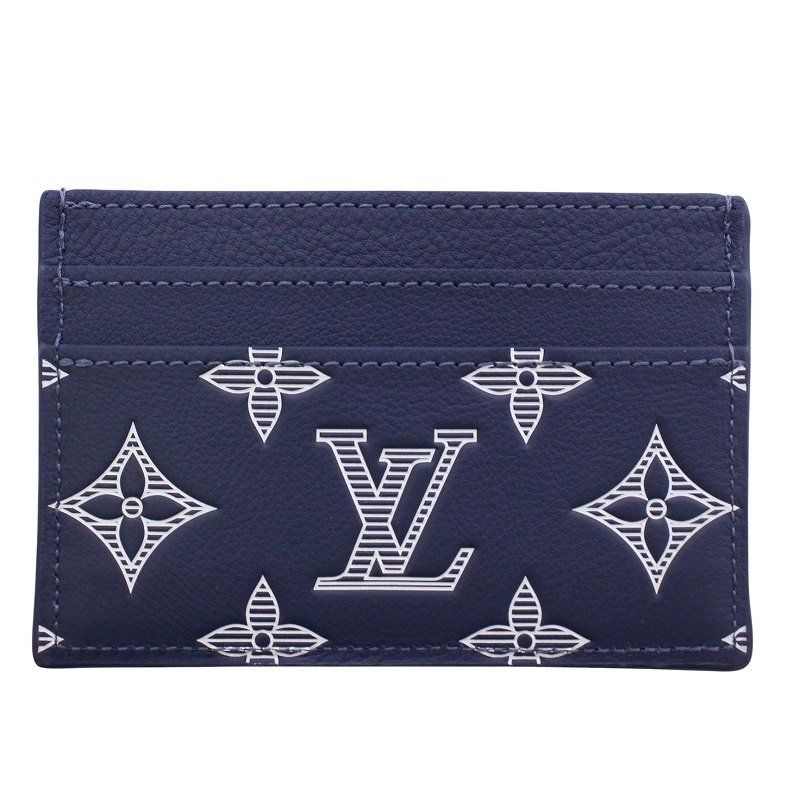 ルイヴィトン LOUIS VUITTON ポルト カルト ダブル モノグラム シャドウ レザー カード入れ 名刺入れ 牛革 総柄 紺 ネイビー M83700 |XZ OH GY12