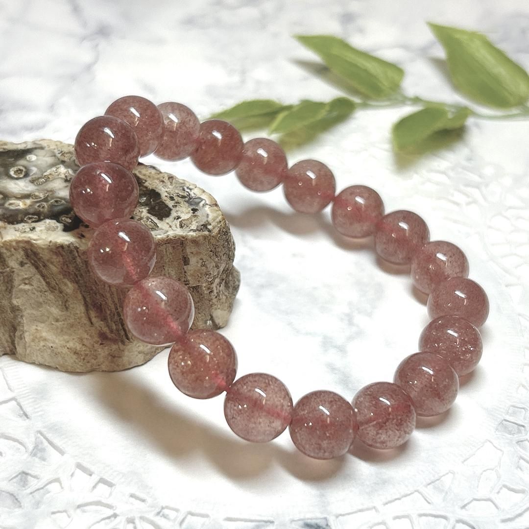 E12852 ストロベリークォーツ＊10㎜＊ロシア産＊ブレスレット＊Strawberry Quartz