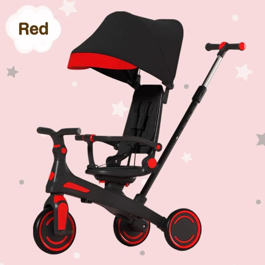 【新品】多機能三輪車 レッド 7in1 折りたたみ式 安全設計1歳〜5歳 ⭐️新品⭐️多機能三輪車【レッド】 7in1 折りたたみ式 安全設計1歳〜5