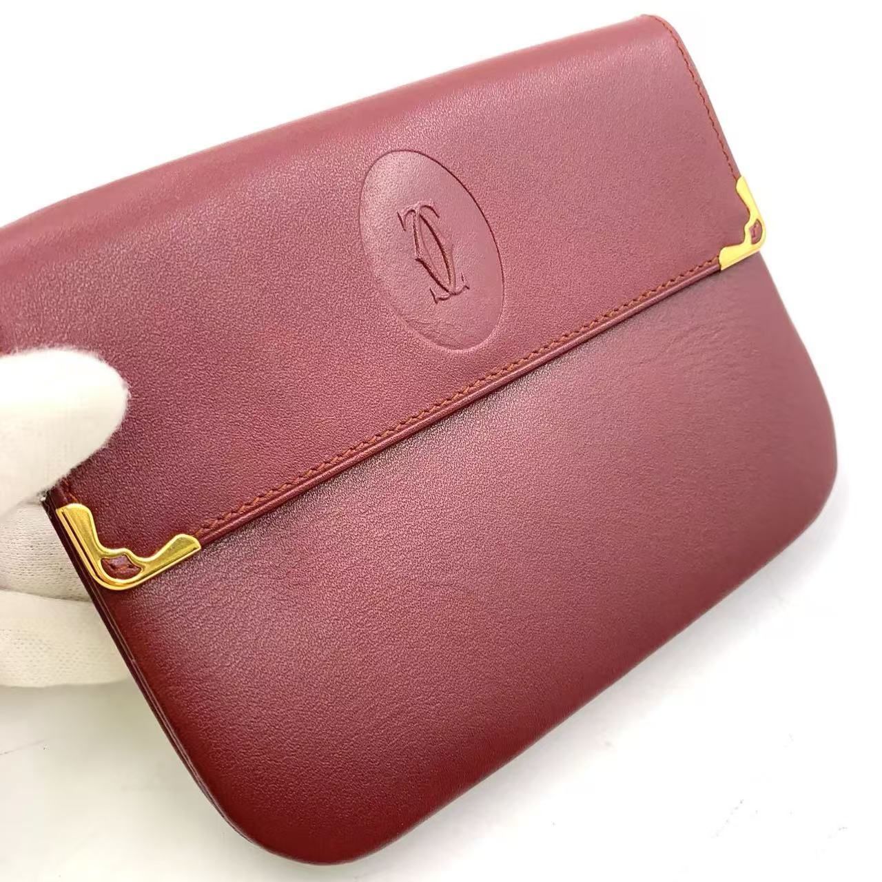 Cartier must de cartier ポーチ マストライン レザー ボルドー