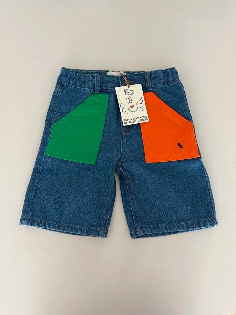 ボボショーズ キッズ ブロック デニム ショートパンツ 半ズボン 6 ー 7