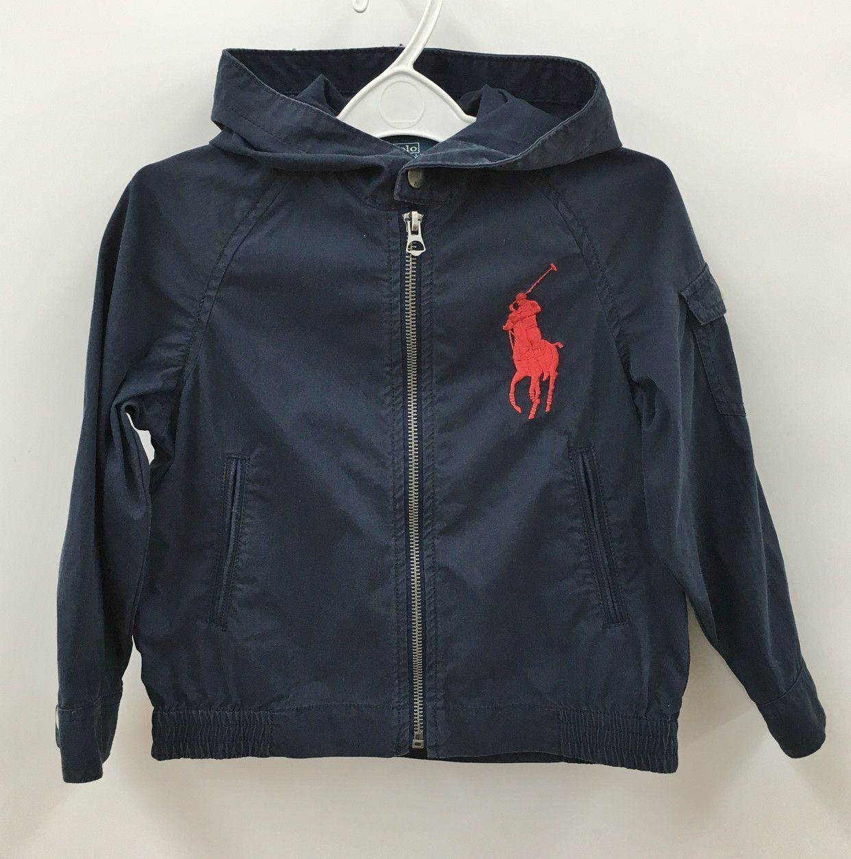ら*ら様 Polo Ralph Lauren ネイビージャケット フード付き ラルフローレン ワンポイント刺繍 フード付き ナイロン