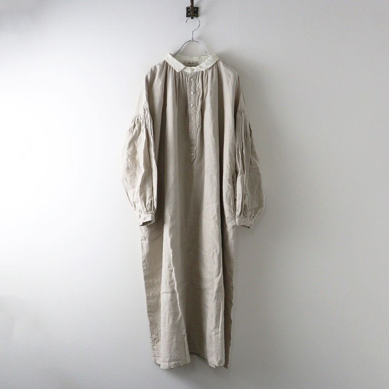 イチ アンティークス ICHI Antiquites クレリックリネンワイドプルオーバーワンピース サンドベージュ┃ドレス 2400014628623