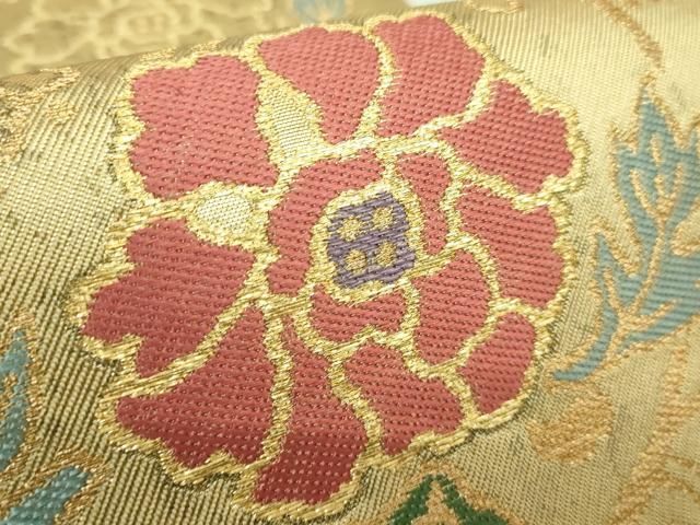 平和屋本店□極上 1854年創業 帯屋捨松 六通柄袋帯 唐織 花唐草文 金糸