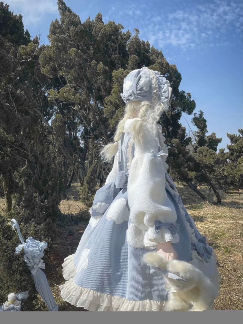 ロマンティックロリータロングワンピース パニエ付き秋冬コーデに最適