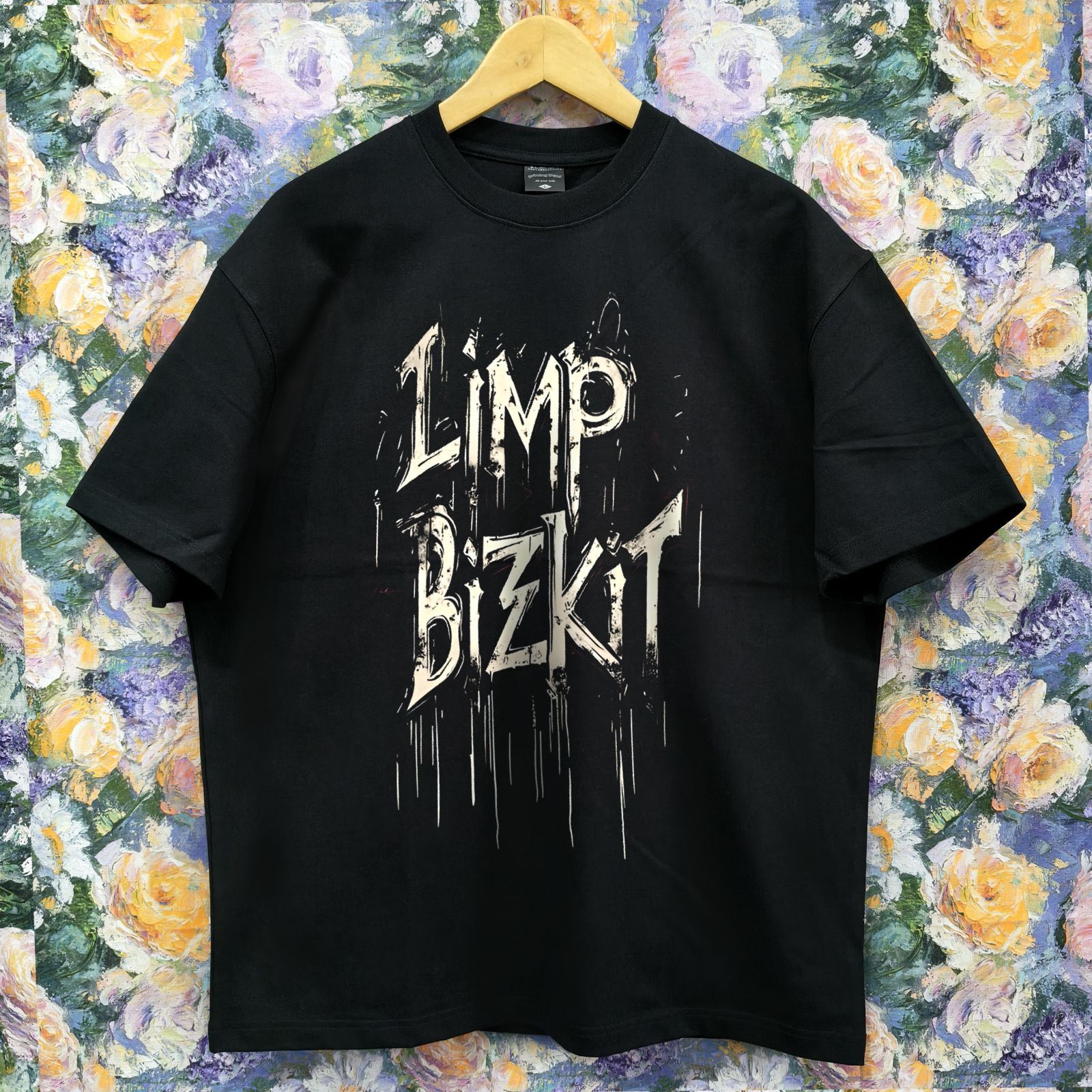 Limp Bizkit ブラック Tシャツ Washed Vintage Rock Band Limp Bizkit Graphic T-shirt Men