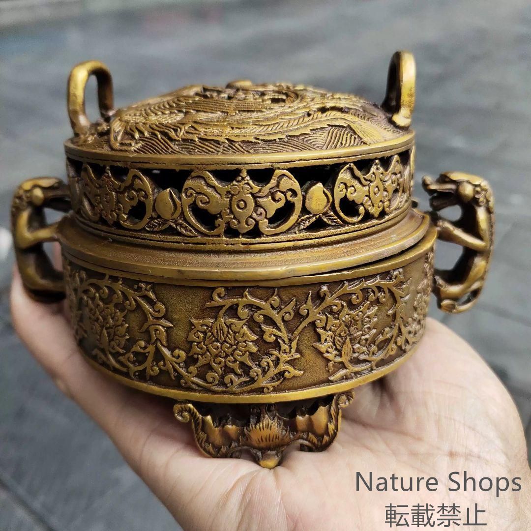 銅器 龍鳳盤香炉 薫香炉 香具 香道具 装飾品 工芸品 美術品 置物 銅製 龍鳳薫香炉 盤薫炉 香道具 装飾品 工芸品 美術品 置物
