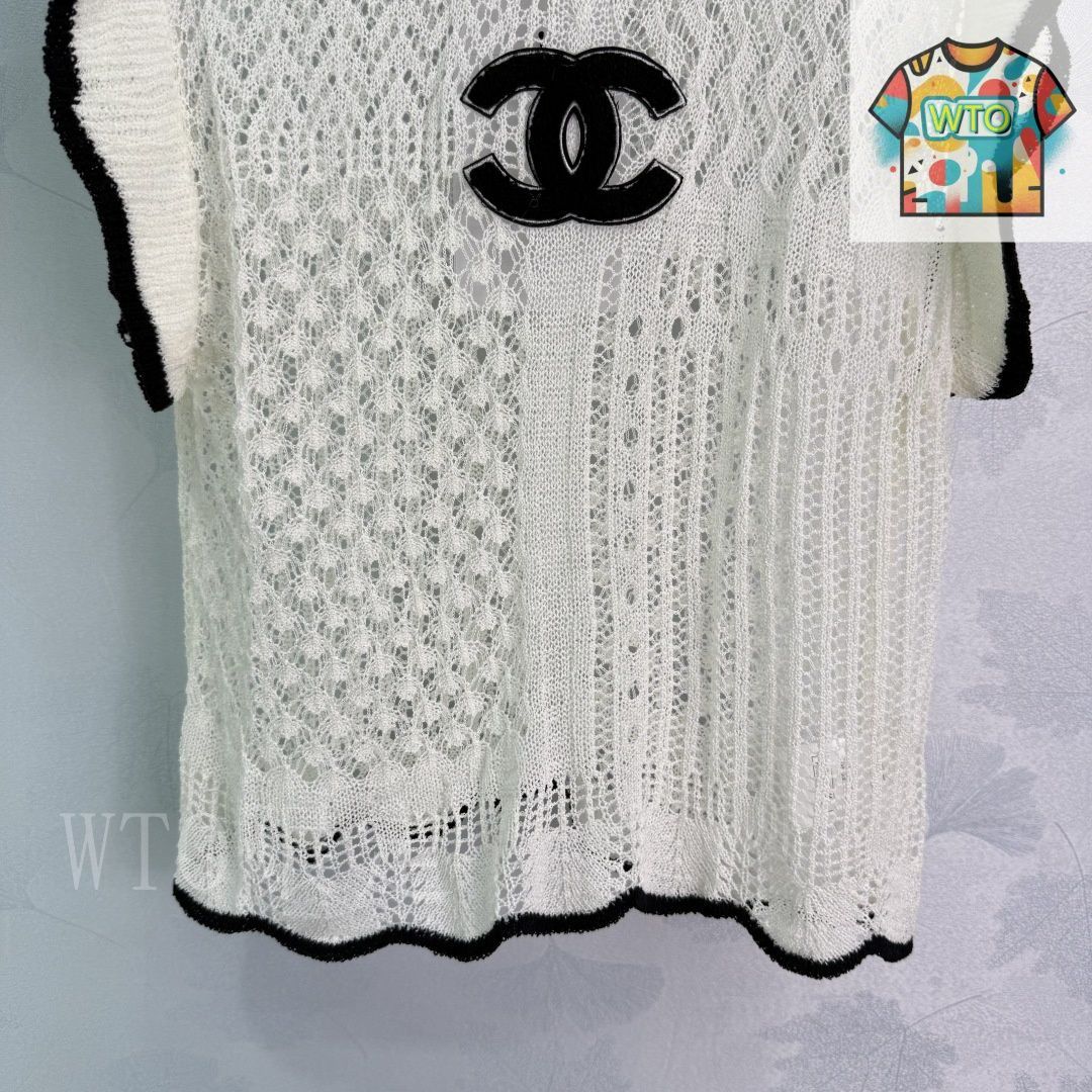 chanel ニットベスト 今日特価】Chanel 2025 春夏 透かしニットベスト レース