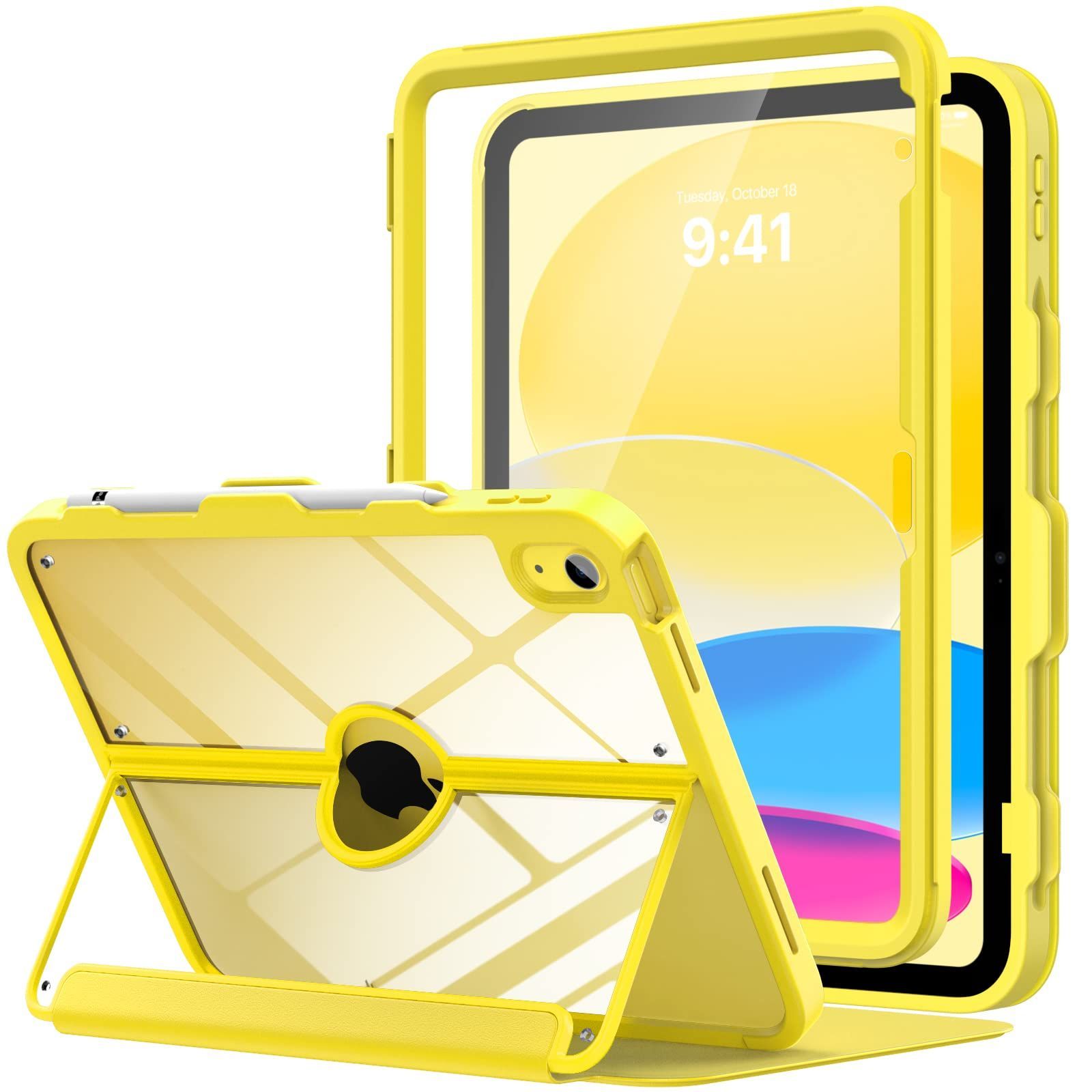 11 10.9インチ 手帳型 10世代 全面保護 アイパッド 耐衝撃 2025 フィルム付き 第10世代 ペンシル収納 iPad 前置きスタンド オートスリープ対応 PUレザー外装 ケース PC製シェルケース A 16