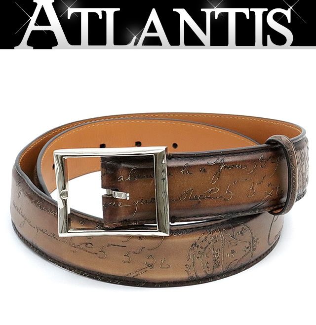 広尾店 ベルルッティ Berluti カリグラフィ クラシックレザーベルト ブラウン SV金具 17461