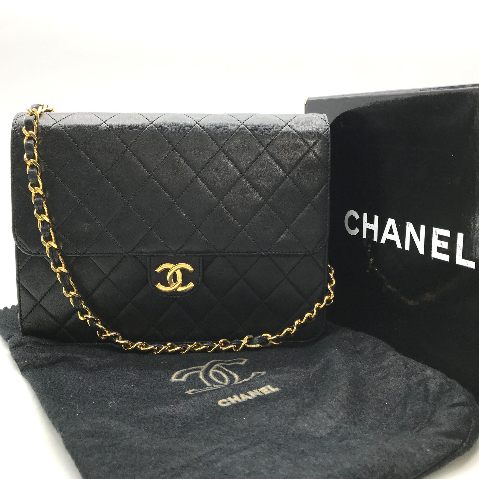 良品 CHANEL シャネル ココマーク マトラッセ ラムスキン プッシュ