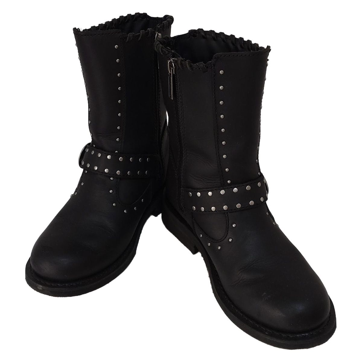 HARLEY DAVIDSON ハーレーダビッドソン ショートブーツ 24 レディース - 黒 スタッズ レザー