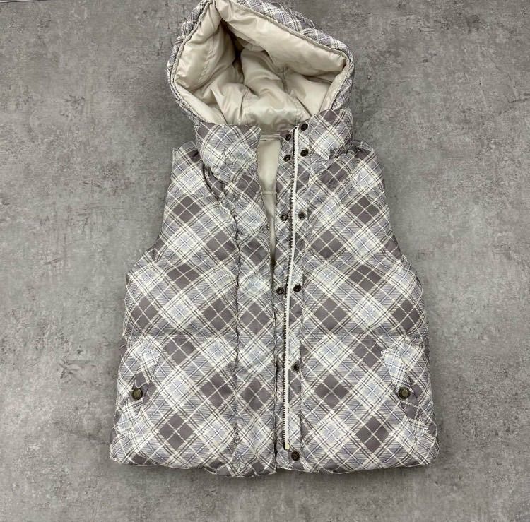 組曲 ダウンベスト リバーシブル オフホワイト 白 チェック ダウン 90