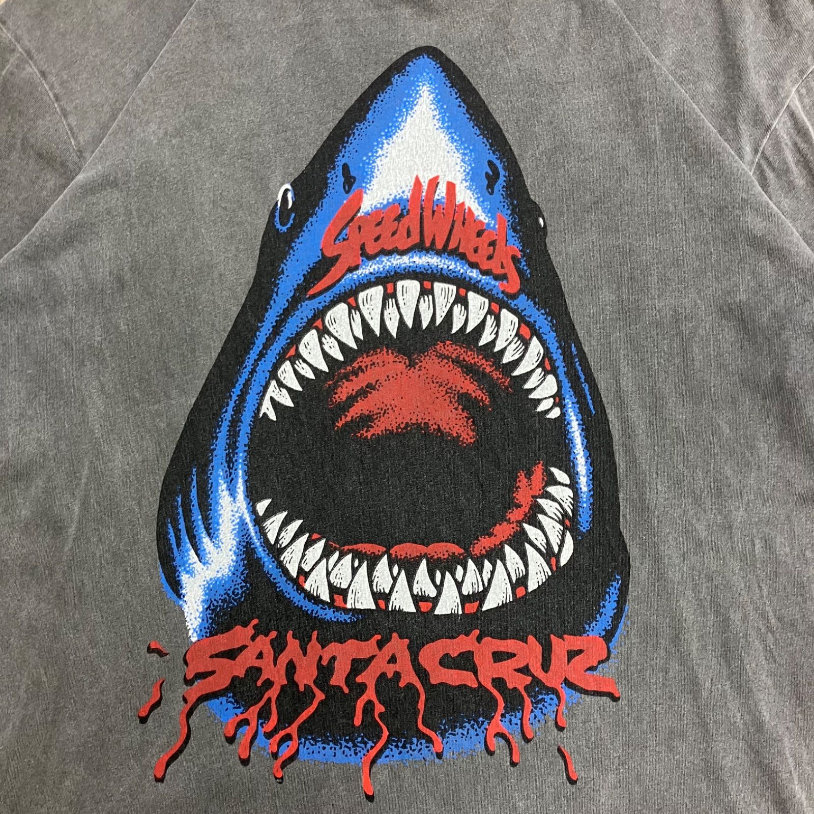 古着　SANTA CRUZ ロゴ Tシャツ ブラック　黒　L フェード SANTA CRUZ サンタクルーズ Tシャツ ジョーズ ブラック フェード