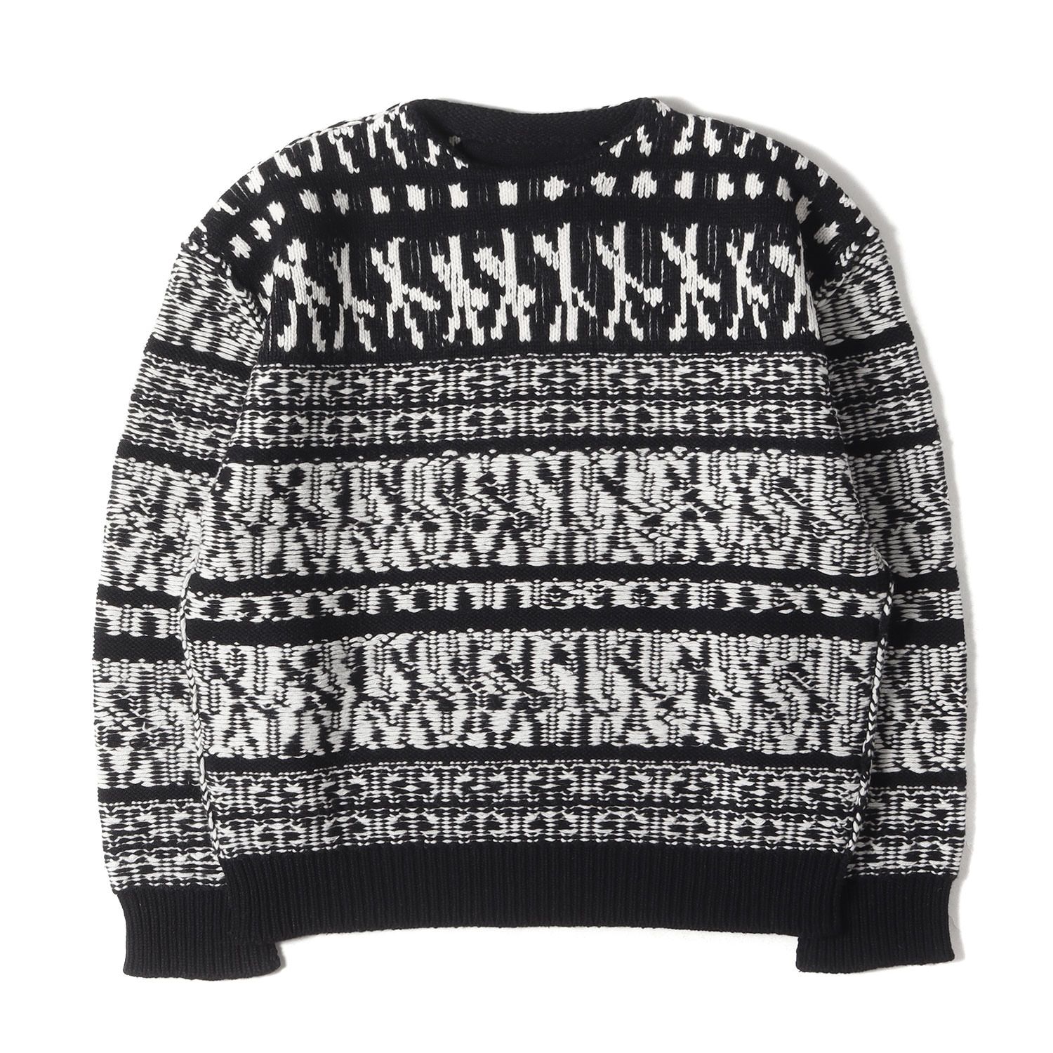 GIVENCHY ジバンシィ ニット サイズ:XS ジオメトリック ジャガード ウール ローゲージ ニット (BM90HJ4Y9S) ブラック オフホワイト 黒白 イタリア製 トップス セーター【メンズ】