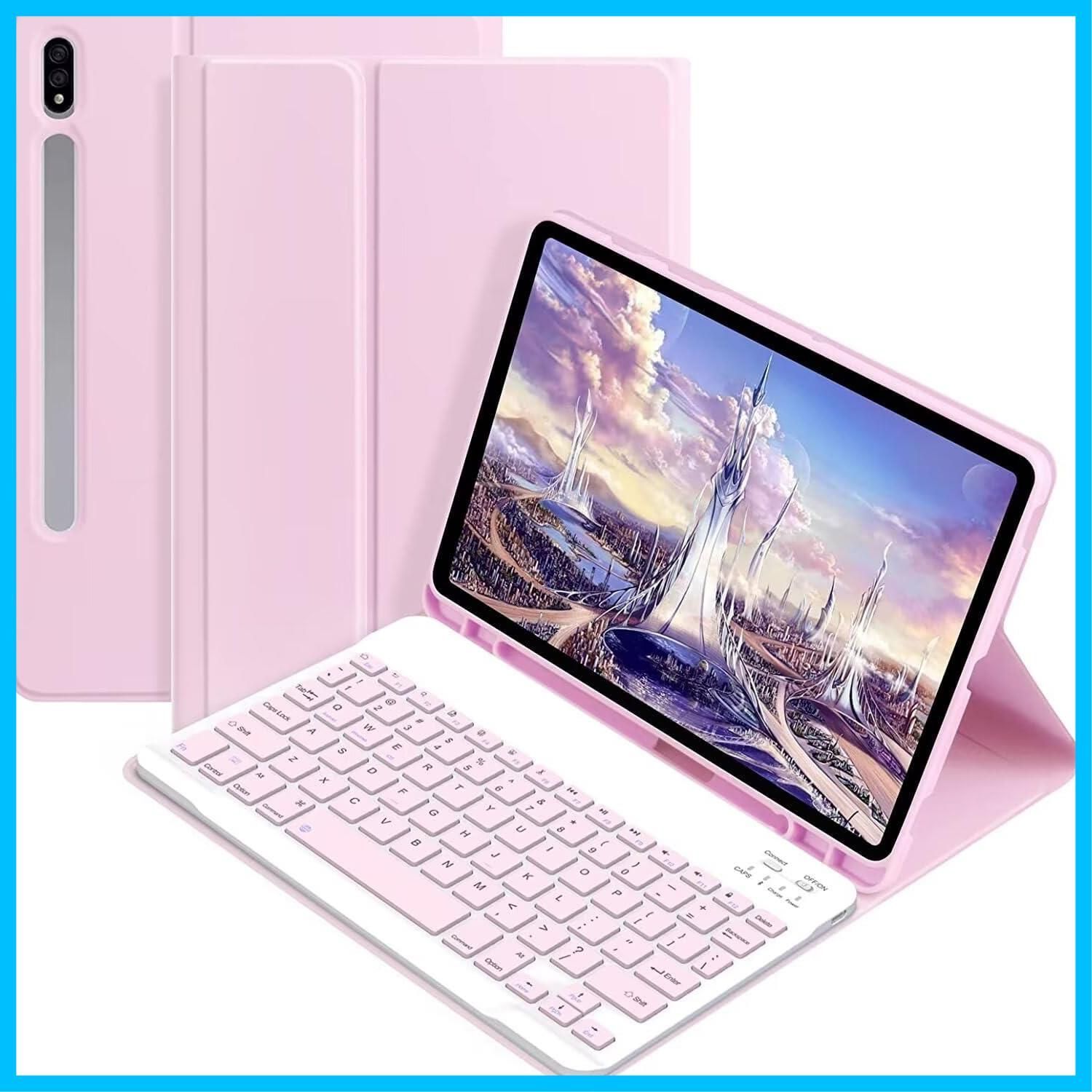 【送料無料】おしゃれ Galaxy Tab S9+ S9 FE+ S7+ S8+ S7 FE 12.4インチキーボード ケース 手帳型 サムスン タブ タブレット ケース Bluetooth 搭載 ワイヤレス 無線キーボード ペン収納 在宅勤務 スタンド