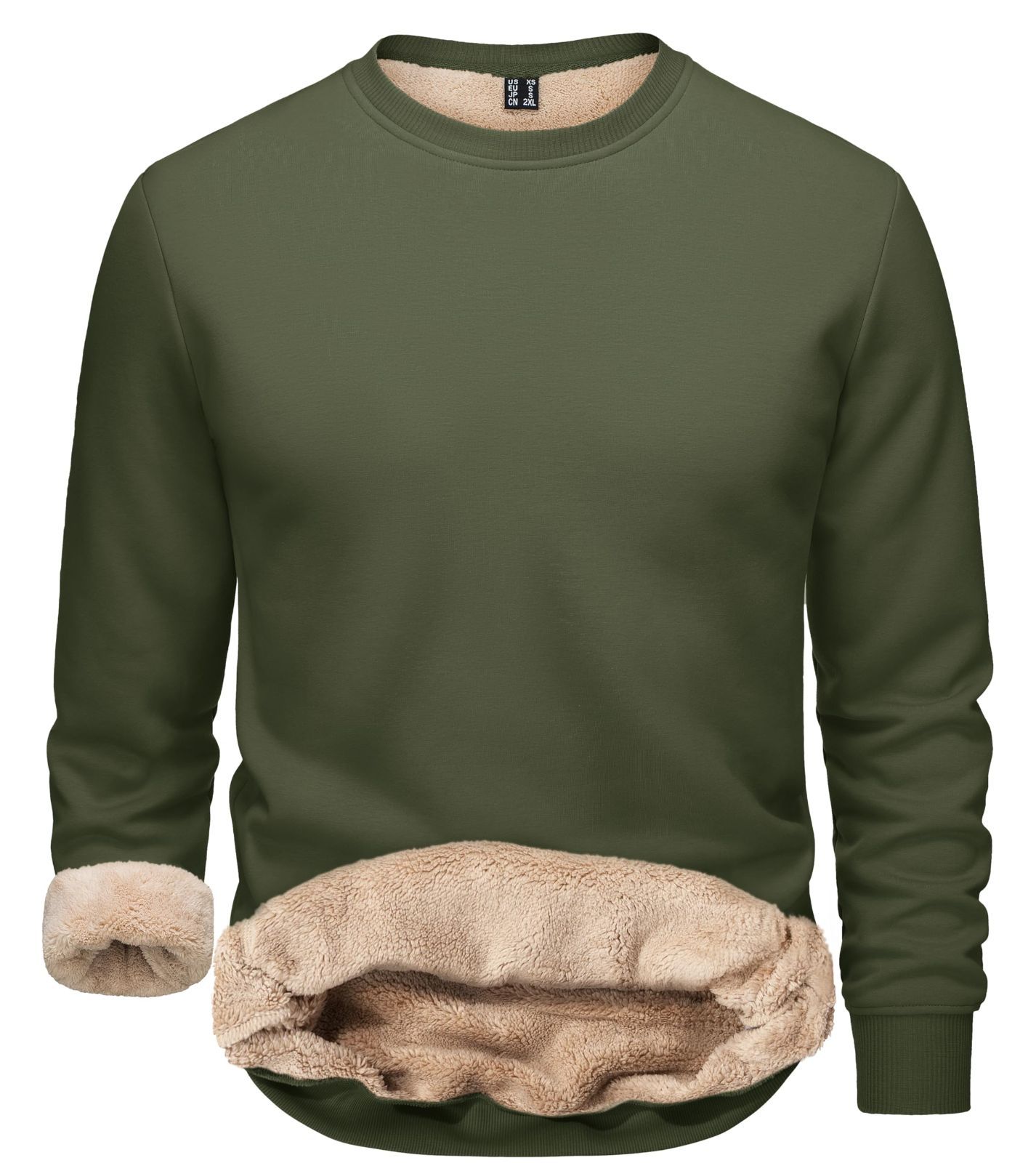 M_アーミーグリーン [TACVASEN] トレーナー メンズ 裏起毛 冬用