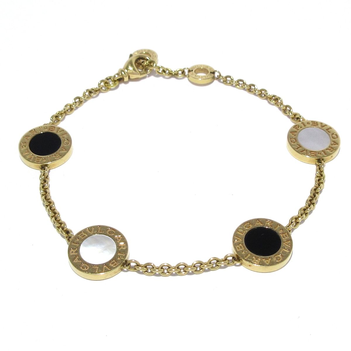 BVLGARI ブルガリ ブレスレット ブルガリブルガリ 350641 K18PG×オニキス×シェル 4Pモチーフ|SM
