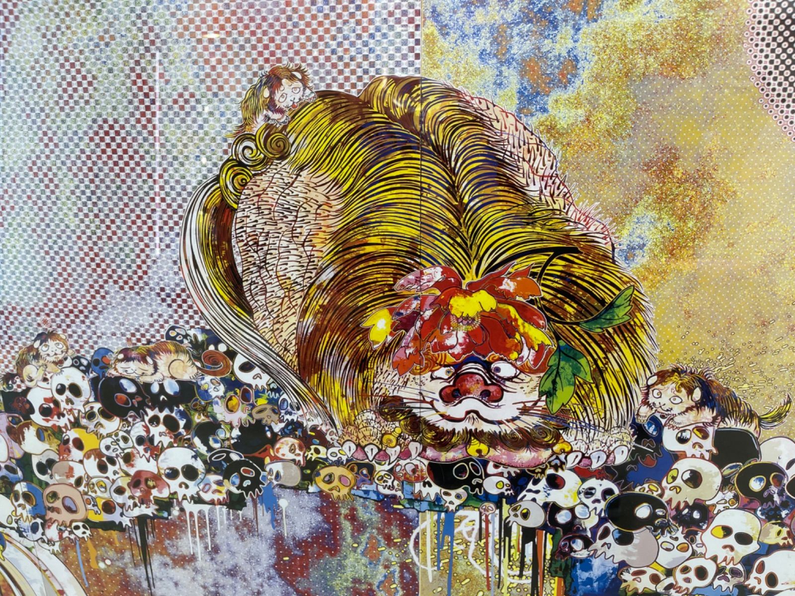 極美品】村上隆 「死を見つめる幸運の獅子の図」 A Picture Of Blessed