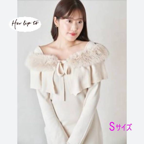 Her lip to Ritz Faux Fur Mini Dress écru Herlipto Ritz Faux Fur Mini Dress ecru S