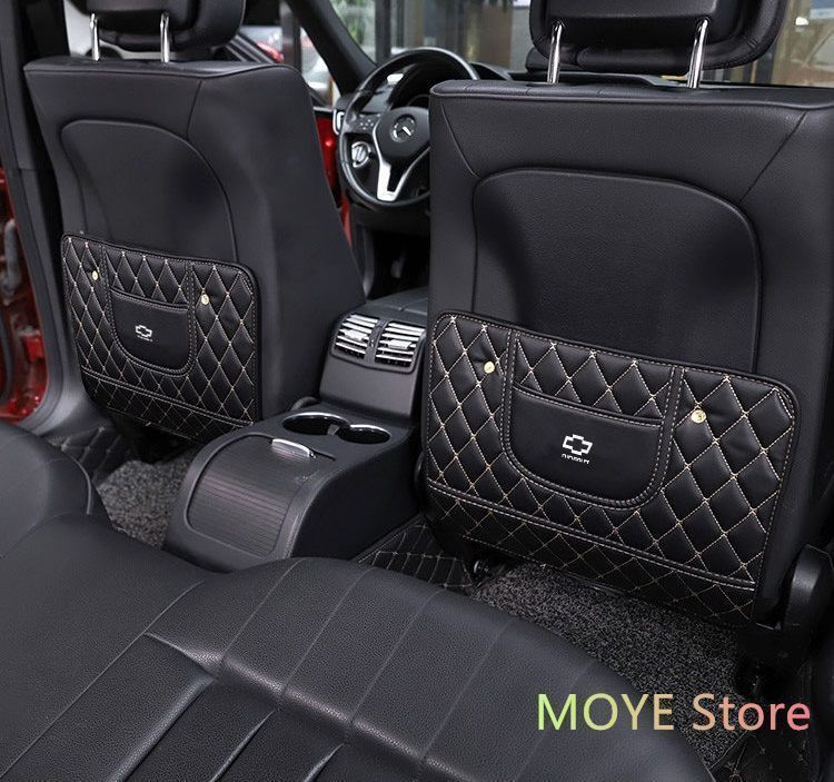 シボレー Chevrolet 車用シートカバー 後部座席収納　バックプロテクター キックマット シートバックポケット 蹴り防止　ブラック 2個セット CRUZE Malibu EPICA CAPTIVA AVEO LOVR