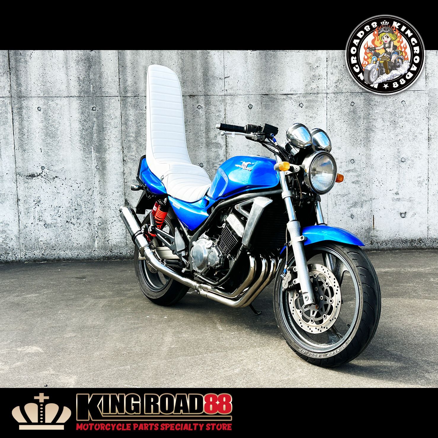 【残り僅か！■次回入荷未定！ 】バリオスⅡ型 ZR250B ☆ KingRoad88 オリジナル / エナメル ホワイト 三段シート