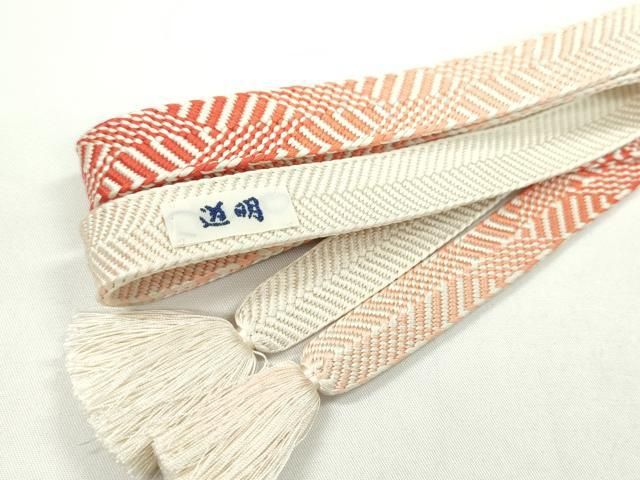 平和屋本店□極上 有職組紐道明 帯締め 冠組 朱色 宮内庁御用 国立博物館