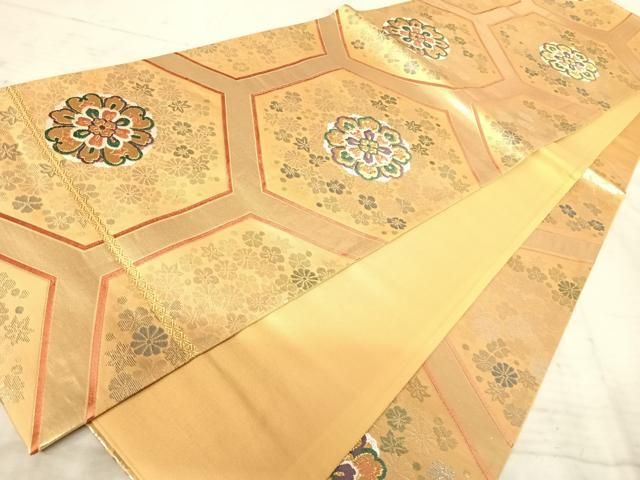 作り袋帯　付帯　唐織 平和屋着物◎六通柄袋帯 唐織 正倉院花文 金銀糸 正絹 逸品