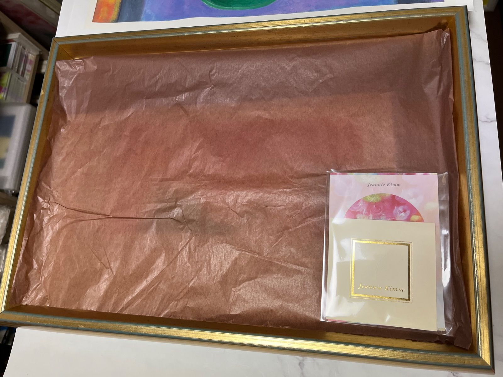 全国送料無料。 額装済み版画 人気作品 エブリンの香り ジニー キム 直筆サイン エディション番号 証明書あり