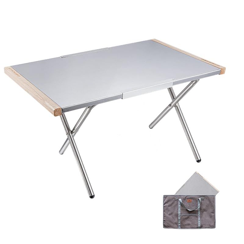 キャンピングムーン CAMPING MOON 焚き火テーブル ラージ アウトドアテーブル ステンレス エンボス加工 収納ケース付き T-380-1T