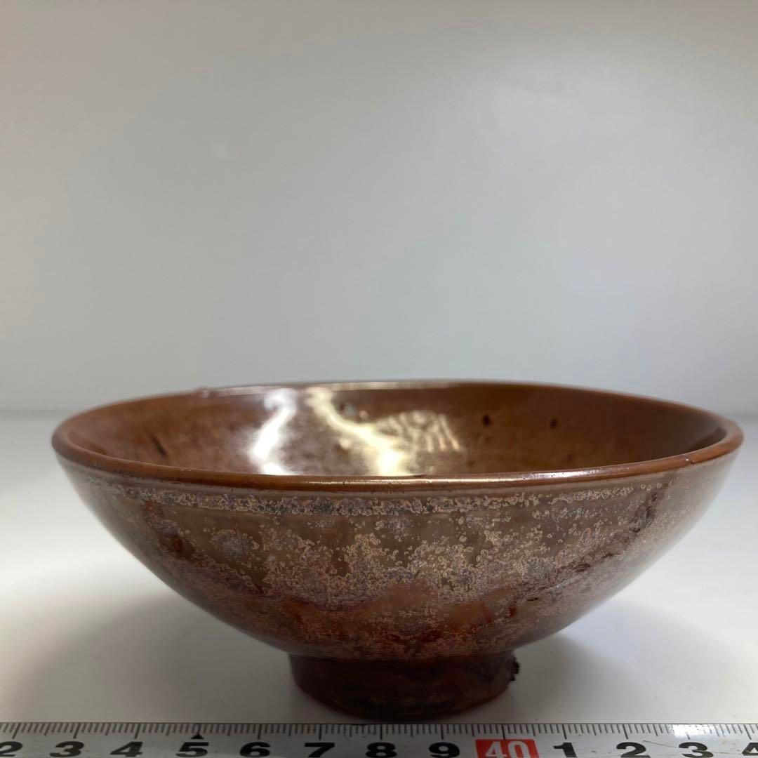 茶3中国古玩 油滴 天目茶碗 タコチ 直径12.3㎝ 東な6-0623