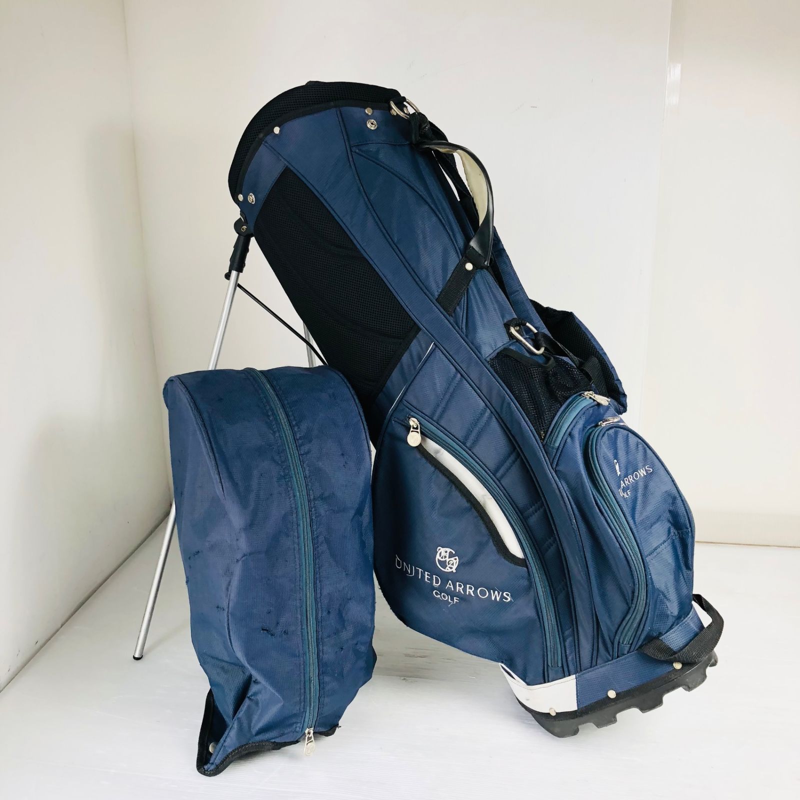 ユナイテッドアローズ ネイビー キャディバッグ ゴルフバッグ ゴルフ 初心者 UNITED ARROWS ユナイテッドアローズ ネイビー キャディバッグ