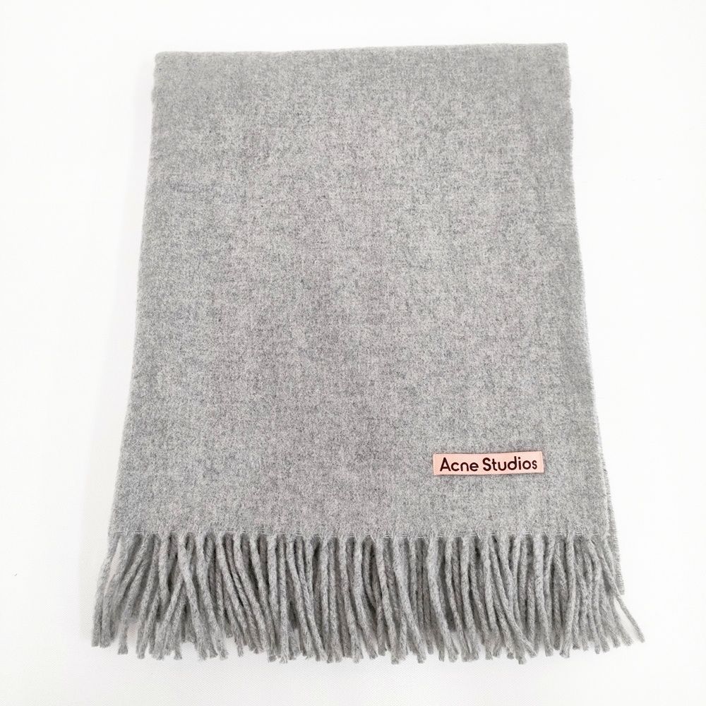 ACNE STUDIOS フリンジウールスカーフ ストール マフラー 大判 オーバーサイズ 定価37400円 CA0102 ストール グレー レディース アクネストゥディオズ 5-0925T◎